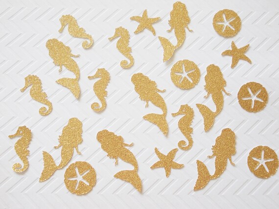Mermaid Party Decoration, Glitter Gold or Silver Mermaid Confetti Under the Sea Confetti, Birthday Party 50 Ct. Il_570xn