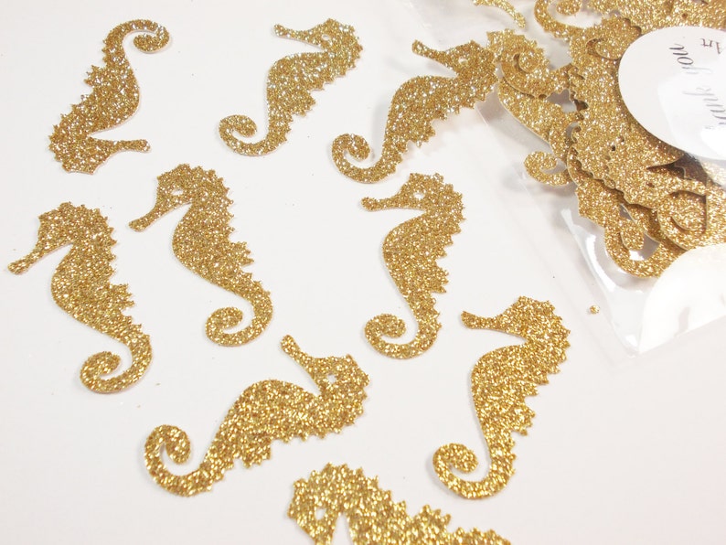 Nautical Glitter Gold Seahorse Party Decoration Seahorse Etsy