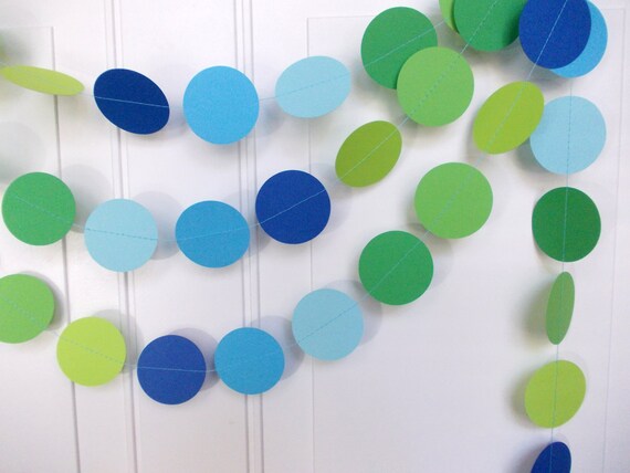 Party Paper Garland, Blue & Green Circle Garland, Birthday Party, Boy Baby Shower, Party Decoration, 12 Ft., Ships in 2-3 Business Days Il_570xn