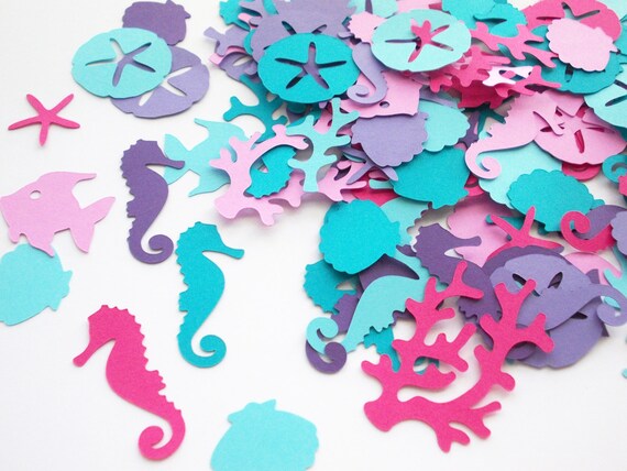 Nautical Confetti, Under the Sea Party, Purple & Blue Seahorse Confetti, Mermaid Decorations, Table Confetti, Birthday Party 100 Ct. Il_570xn