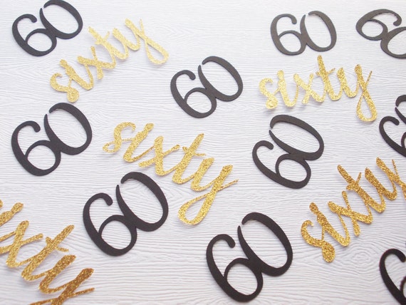 60th Birthday Decoration, Confetti, Foil or Glitter Gold or Silver, Number 60 Party Decorations Il_570xn