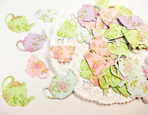 Tea Party Decorations Floral Teapot Teacup Confetti Alice In