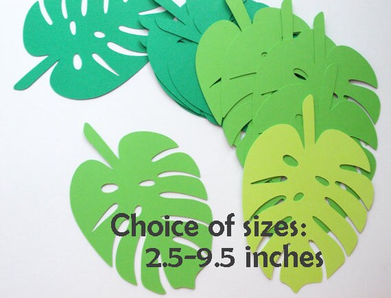 Palm Leaf Cutouts, Jungle Baby Shower Decorations, Luau Party Decoration, Paper Leaves, 2.5" to 9.5", Dinosaur Birthday, 24 Ct. Il_570xn
