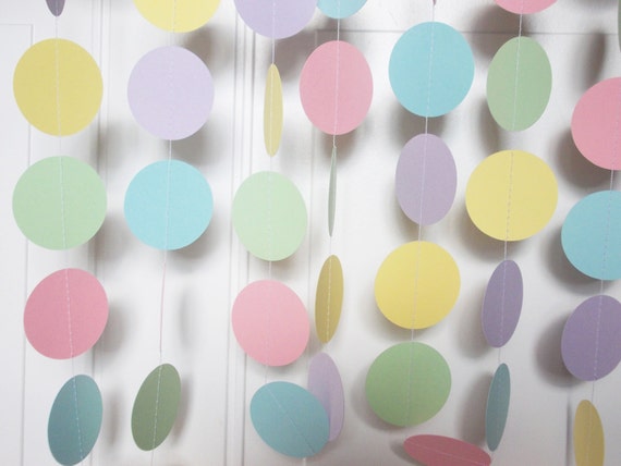Party Paper Circle Garland, Pastel Rainbow Garland, Baby Shower, Gender Neutral, Birthday, Party Decoration 10 ft. long Il_570xn