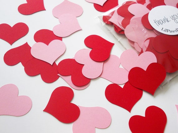 Heart Confetti, Pink & Red Party Decoration, Engagement, Valentines Day 100 CT, 1.25" Il_570xn