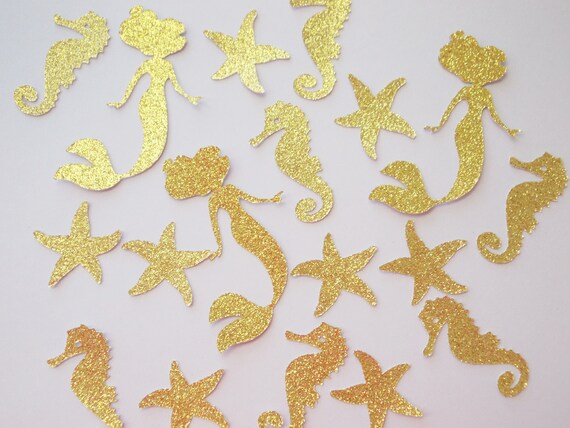 Mermaid Party Decoration, Glitter Gold or Silver Mermaid Confetti Under the Sea Confetti, Birthday Party 50 Ct. Il_570xn