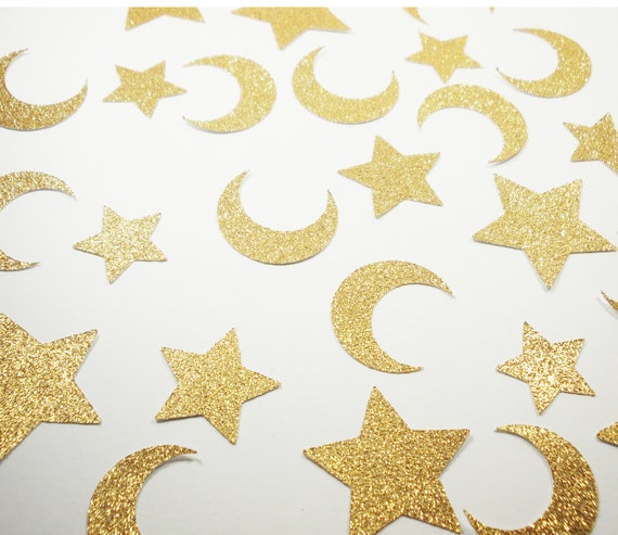 Twinkle Twinkle Little Star & Moon Confetti, Glitter Gold or Silver, Decor, Party Decoration, 50 Ct. Il_570xn
