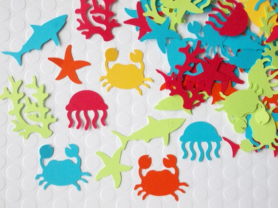 Under the sea nautical Octopus glitter confetti die cuts beach ocean birthday party baby shower invitations inserts table decor mermaid