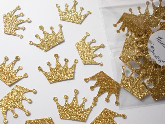 Princess Crown Confetti, Princess Party Decorations, Gold Glitter Crown Confetti, Gold or Silver, 50 CT., Ships in 2-3 Business Days Il_570xn