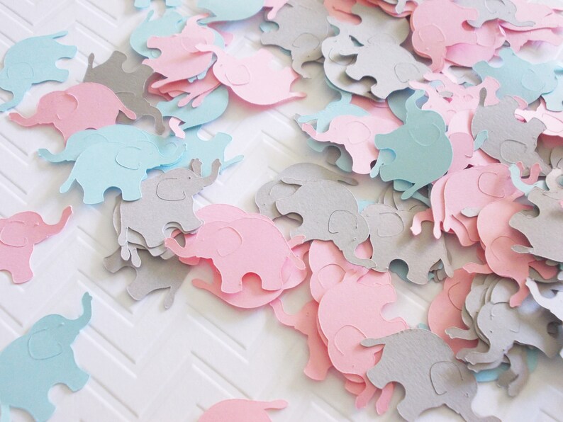 Gender Reveal Elephant Confetti Party Decoration Elephant Baby Shower 100 Ct. Boy or Girl Baby Shower Table Confetti