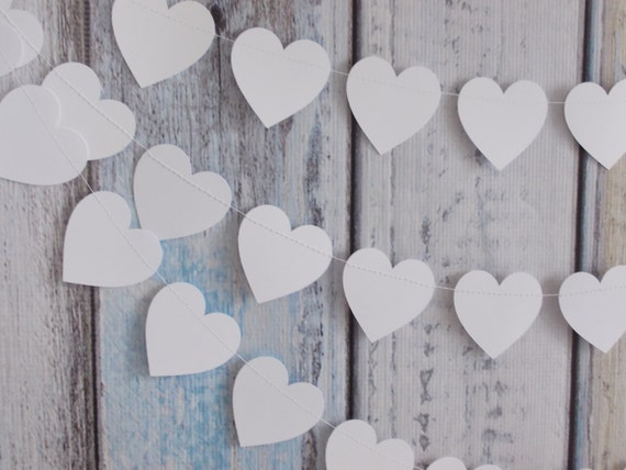 Heart Garland, White Heart Garland, Party Decoration, Birthday Party, Shower Garland, Wedding Garland Il_570xn