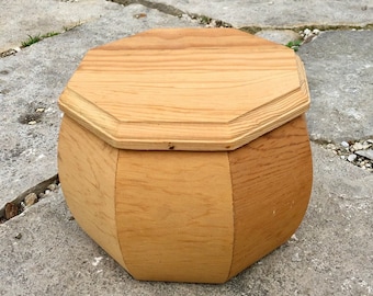 Natural, Unfinished Wood Box, Octagon, 7" x 5", Diy Paint/Decoupage/Box Purse