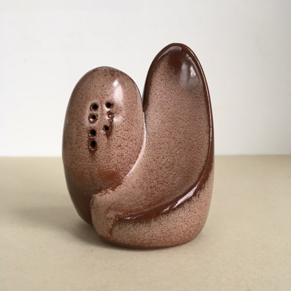 Frankoma Pottery Salt and Pepper Shaker, Plainsman Brown, Sculptural, Modern