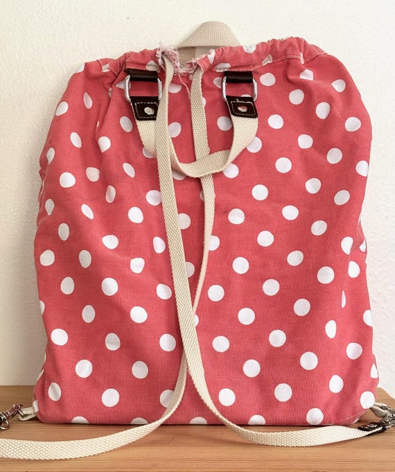 VINTAGE Y2K Gap Kids Pink Polka Dot Backpack, Reversible Gingham
