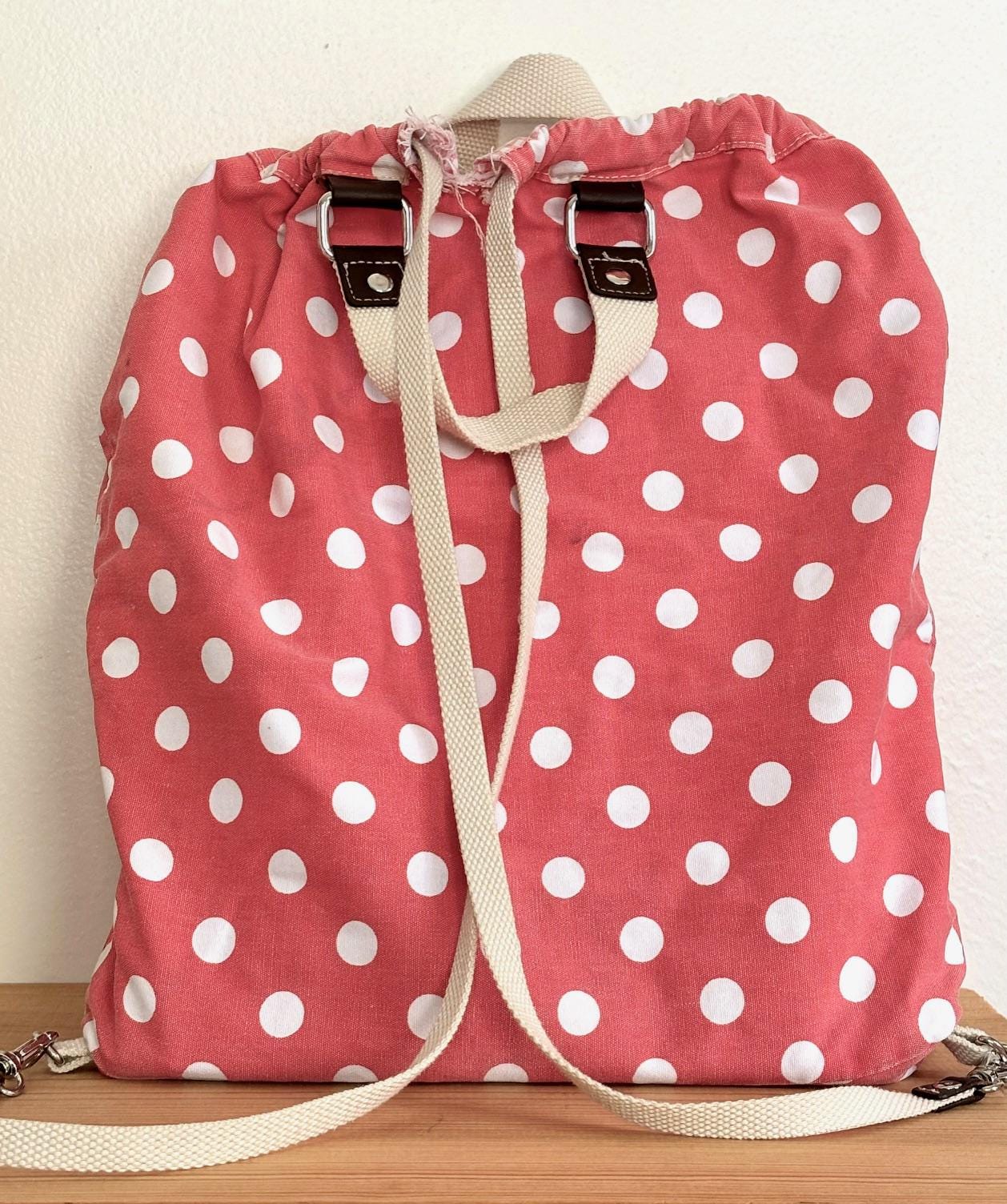 VINTAGE Y2K Gap Kids Pink Polka Dot Backpack, Reversible Gingham