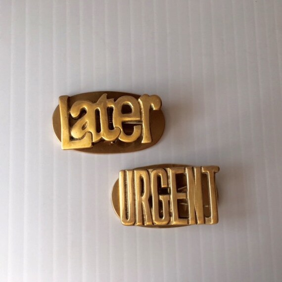 Retro Desk Accessories Brass Clip Urgent And Later Etsy