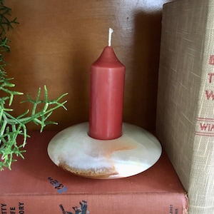 Vintage Onyx/Natural Stone/marble Candle Holder, Disc/Saucer Shaped