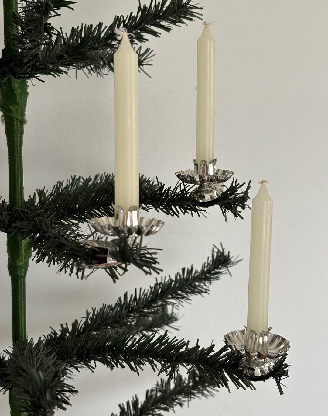 Christmas Tree Candle Holders, Metal Clipon Holds 4 Candle, Chime or