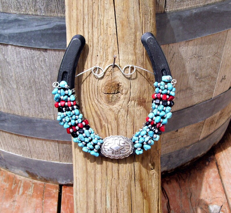 Southwestern Horseshoe Turquoise & Silver Concho Horseshoe Etsy