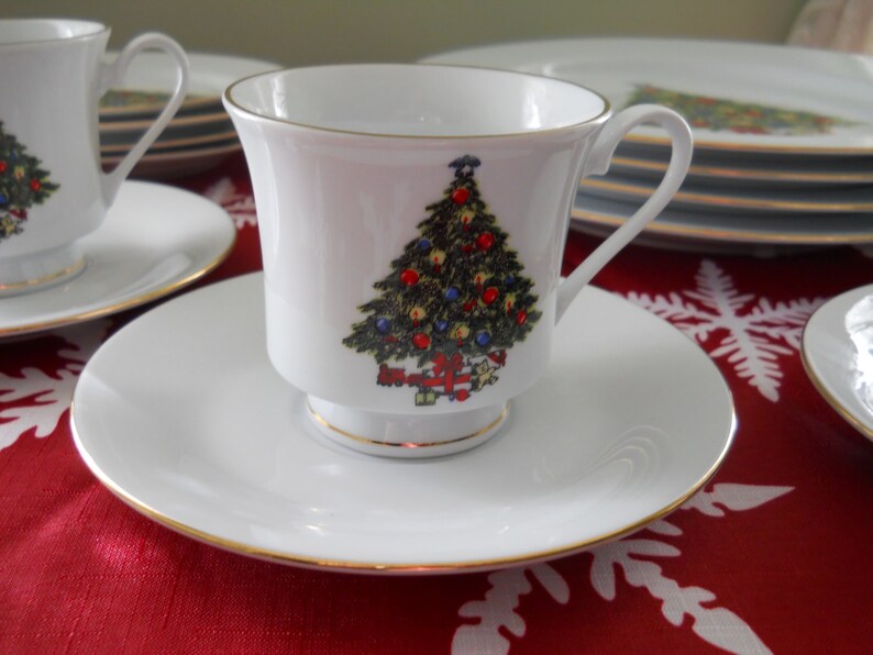 Jian Shiang Sea Gull Fine China Christmas Cup and Saucer Etsy