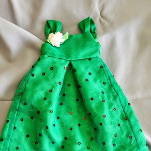 Evening gowns, bridesmaid or prom dresses for American Girl and 18 inch dolls in orchid or green satin fabric with sheer overskirt