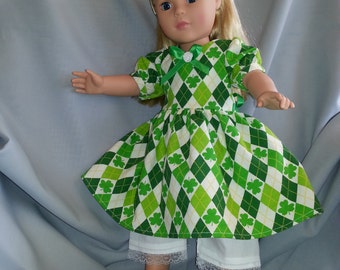 St. Patrick's and Irish costumed dress for American Girl and 18 inch dolls
