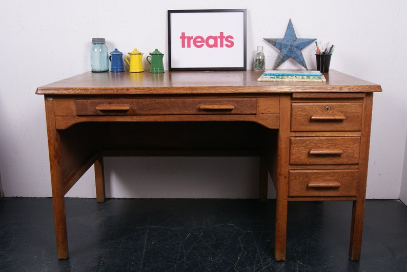 Large Astrola Oak Desk With Drawers Children S Furniture Etsy