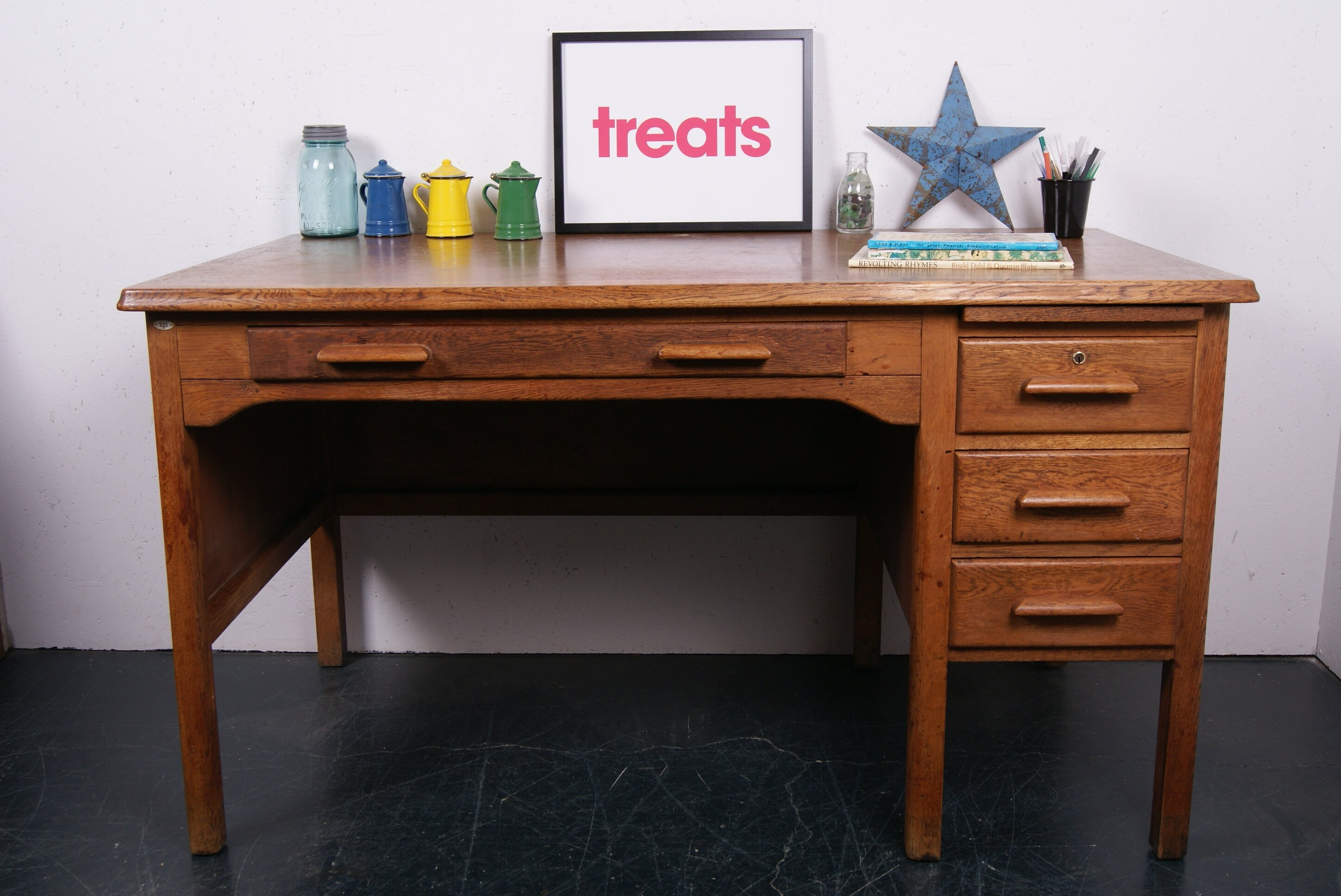 Large Astrola Oak Desk With Drawers Children S Furniture Etsy