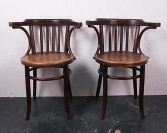 Wooden Bentwood Armed Chairs Made in Czechoslovakia