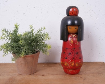 Large Sosaku Kokeshi Wooden Japanese Doll