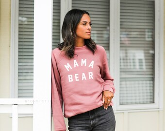 MAMA BEAR Crewneck Sweatshirt | Raglan Sleeve | Mom Gift | Mother's Day| Unisex Sweater