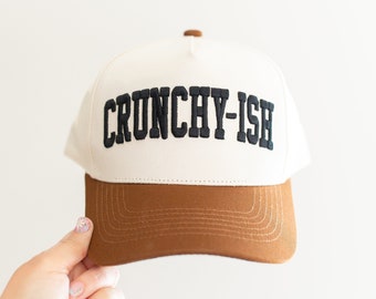 CRUNCHY-ISH™ Hat | Brown & Black | Unisex Cap | Adjustable | Crunchy Trucker Hat | Holistic | Christian Hat | Gifts for Her | Mom Hat