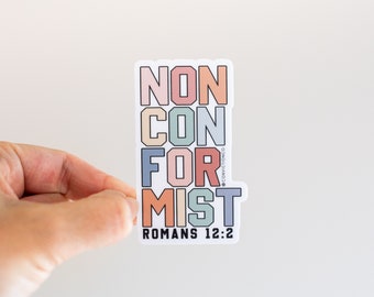 NONCONFORMIST ROMANS 12:2 Sticker | Bible Verse Sticker | Laptop Decals | Tumbler Water Bottle Sticker | Christian Conservative Gift