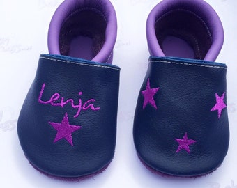 Crawling shoes baptismal shoes with name and stars