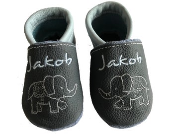 Crawling shoes Christening shoes elephant embroidered with name