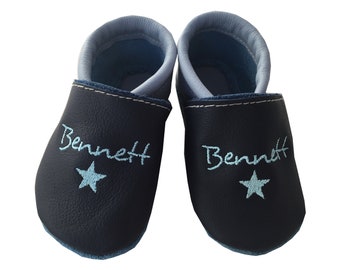 Crawling shoes slippers with star and name