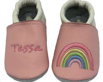 Crawling shoes Christening shoes Rainbow with name