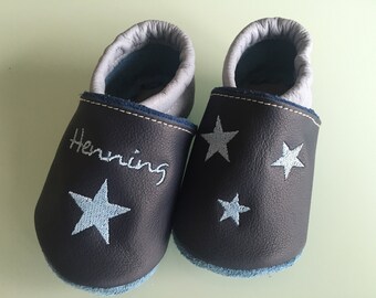 Crawling shoes baptismal shoes with name and stars