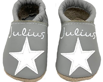 Krabbelschuhe Taufschuhe Stern mit Name