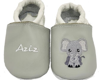 Crawling shoes Christening shoes elephant embroidered with name
