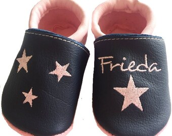 Crawling shoes Christening shoes with name and stars