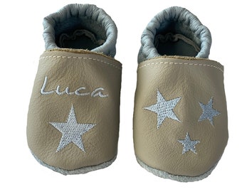 Crawling shoes Christening shoes with name and stars