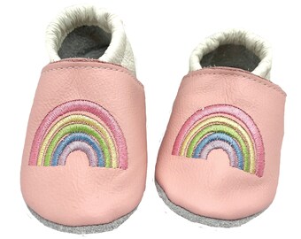 Krabbelschuhe Taufschuhe Regenbogen