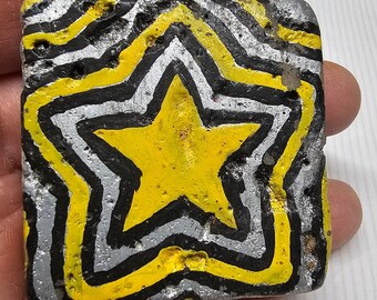 Silver & Yellow Star Design Magnet Hand Painted