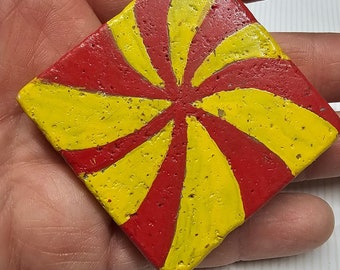 Red & Yellow Swirl Magnet Hand Painted