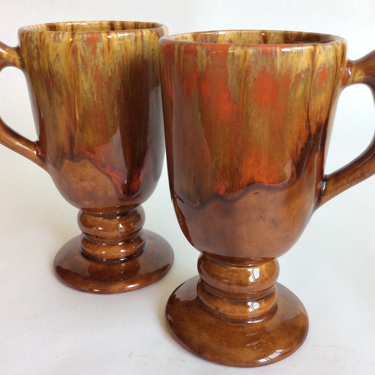 Drip Glaze Mugs Bowl Set Vintage Drip Glaze Pottery Orange Drip Glaze