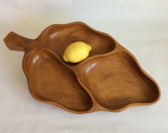 Vintage Wood Bowl Hand Carved Bowl Wood Serving Platter Mid Century Wood Bowl Hawaiian Decor Mid Century Decor