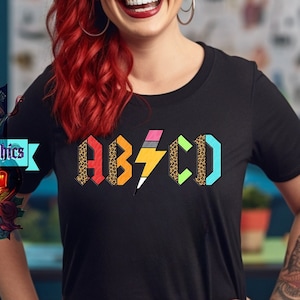 ABCD Lehrer Shirt, ABCD Lehrer png, Rock'n'Roll Lehrer T-Shirt, Leopard Rocker png, Leopard Lehrer Sublimation, Retro Lehrer png