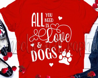 Love & Dogs SVG: Valentine's Day Design, Dog Lover (Digital Download)