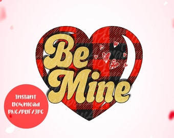 Be Mine Plaid & Gold Heart, Be Mine Plaid Glitter Hearts, Cute Valentine's Day PNG, Valentine's Day artwork, Valentine's Day Shirt